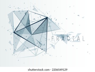 Low-Poly-Teilchen abstrakter Vektorhintergrund, polygonales Fraktale-Design, 3D-dimensionales Element mit verbundenen Linien, Mesh-Objekt-Technologie und Wissenschaftsthema.