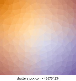 Low poly pattern design. Medium cells. Vector polygonal background with purple to orange gradient of low poly art. Multicolored low poly pattern in geometric style for your poster.