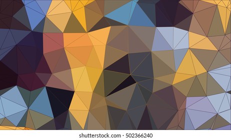 Low Poly pattern of irregular colorful triangles in blue and yellow shades with gradient strokes. Vector illustration
