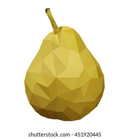Low poly pear, isolated on a white
