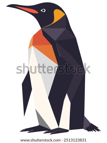 Low Poly Penguin Geometric Design. Flat Vector Illustration