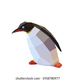 low poly penguin image. Low poly animal in vector illustration