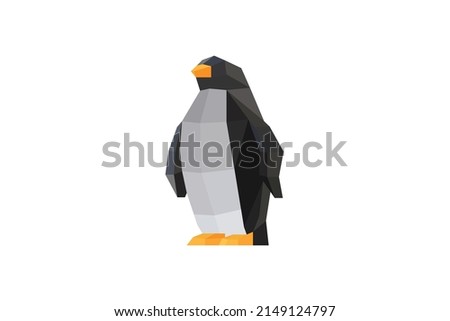Low Poly Penguin Vector. Geometric Animal Illustration