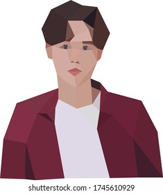 low poly person. Low polygon geometry portrait. Low poly style vector people. Low poly design.