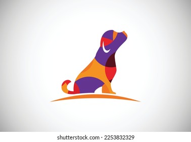 Low poly pet care logo design template. Animal logo design vector icon illustration