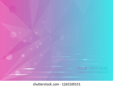 Low poly pink light-blue abstract background, polygonal shapes background triangles mosaic, for web and print, crystals backdrop with purple blue neon  lights.