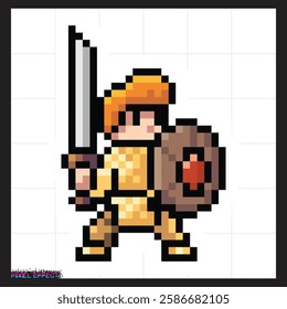 low poly art of pixel battle characters