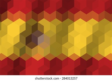 Low poly pixel flag illustration cubic of Spain waving background 