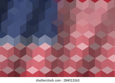 Low poly pixel flag illustration cubic of United States USA waving background 