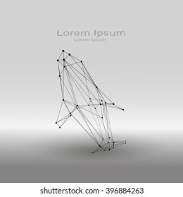 Low poly plexus forming a marine mammal.