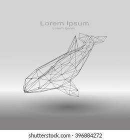 Low poly plexus forming a marine mammal.