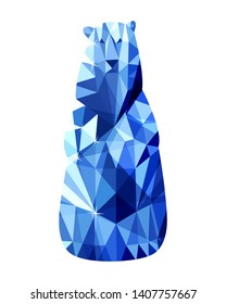 Low poly polar bear. Triangle bear isolated on white
