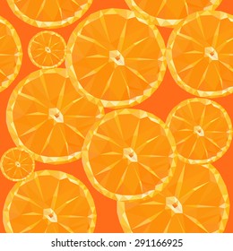 low poly polygon sliced fruit orange seamless texture pattern