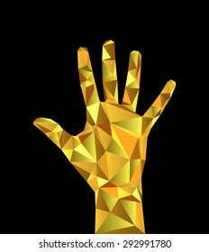 low poly polygonal body hand wrist gold jewelry