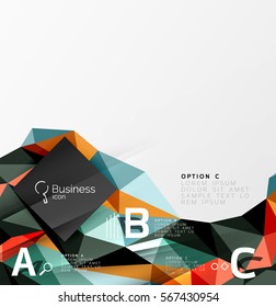 Low poly polygonal triangle abstract background for abc infographics