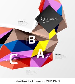 Low poly polygonal triangle abstract background for abc infographics
