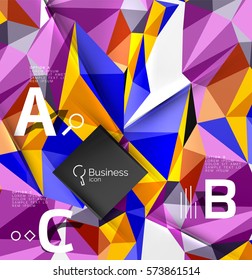 Low poly polygonal triangle abstract background for abc infographics