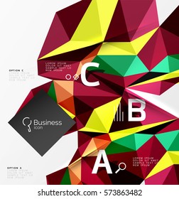 Low poly polygonal triangle abstract background for abc infographics