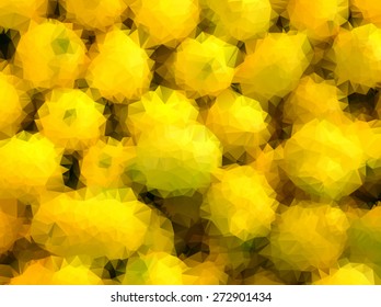 Low poly / polygonal vector background image of brightly colored lemons in a pile 