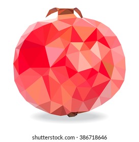 Low poly pomegranate isolated on white background