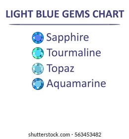 Low poly popular gems light blue color graduation chart infographics, vector illustration isolated on white