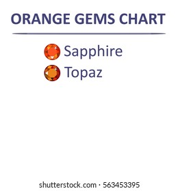 Low poly popular gems orange color graduation chart infographics, vector illustration isolated on white