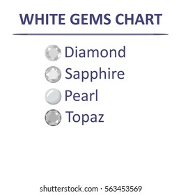 Low poly popular gems white color graduation chart infographics, vector illustration isolated on white