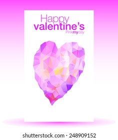Low poly postcard. Happy valentines.