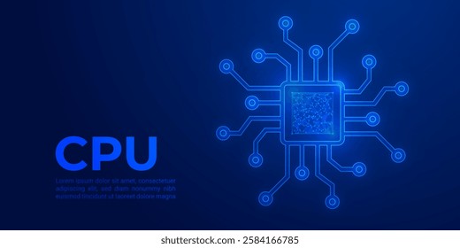 Low Poly Processor Icon Design: Modern Geometric Representation of a Computer Processor, Ideal for Digital and Tech Projects