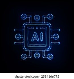 Low Poly Processor Icon Design: Modern Geometric Representation of a Computer Processor, Ideal for Digital and Tech Projects