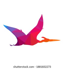 Low Poly Pterodactyl Silhouette, Vector Illustration