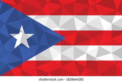 Low-Poly Puerto Rico Flag Vektorgrafik. Dreieckige Puerto-Rico-Fahnengrafik. Die Flagge des Landes Puerto Rico ist ein Symbol der Unabhängigkeit.