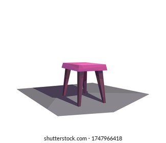 taburete púrpura de baja polilla, interior de habitación, mobiliario aislado, vector, ilustración