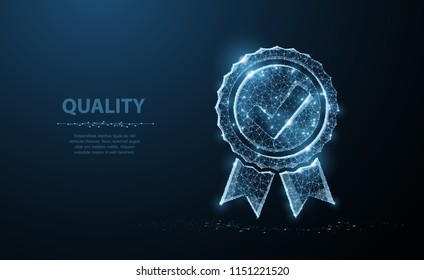 Low poly Quality icon check. Quality guarantee, premium choice, good product, choose warranty concept illustration or background - Shutterstock ID 1151221520