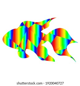 Low poly rainbow fish silhouette, vector illustration