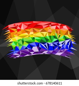 Low poly rainbow .  Handwritten text Stop gomophobia.  Unconventional sexual orientation for LGBT gay and lesbian parade. Geometric polygonal vector