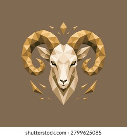 Low Poly Ram Head Vector Illustration – Geometric Mountain Sheep Polygon Art