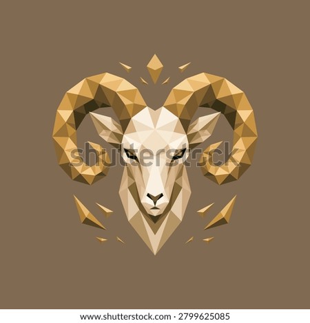 Low Poly Ram Head Vector Illustration – Geometric Mountain Sheep Polygon Art