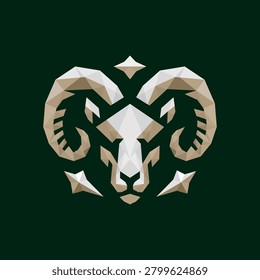 Low Poly Ram Skull Emblem Vector – Geometric Bighorn Sheep Symbol Illustration