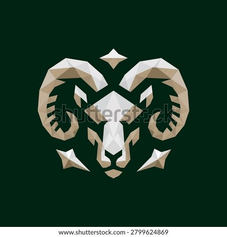 Low Poly Ram Skull Emblem Vector – Geometric Bighorn Sheep Symbol Illustration