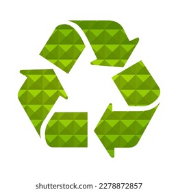 low poly recycle green icon vector