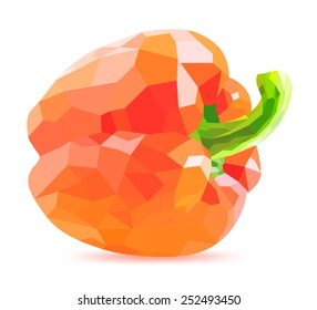 Low poly red bell pepper on a white background