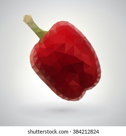 Pimienta baja de campana roja sobre fondo blanco