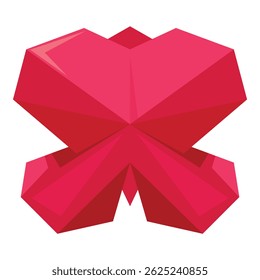 Low poly red butterfly spreading its wings, creating a vibrant and geometric illustration