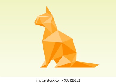 Low poly. Red cat. Vector illustration Eps 10.