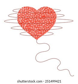 low poly red heart isolated on white background happy valentine 's day
