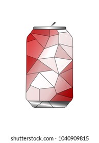 Low Poly Red & White Pop Can with White Background