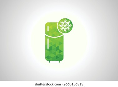 Diseño de logotipo de refrigerador de baja poli con refrigerador, Ilustración vectorial