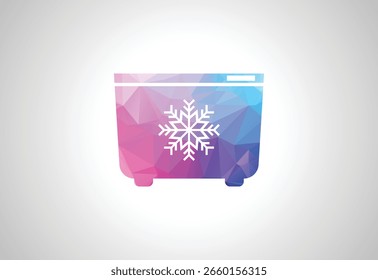 Diseño de logotipo de refrigerador de baja poli con refrigerador, Ilustración vectorial
