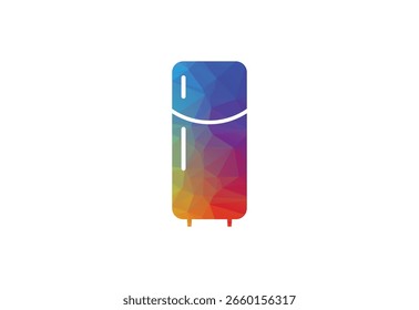 Diseño de logotipo de refrigerador de baja poli con refrigerador, Ilustración vectorial